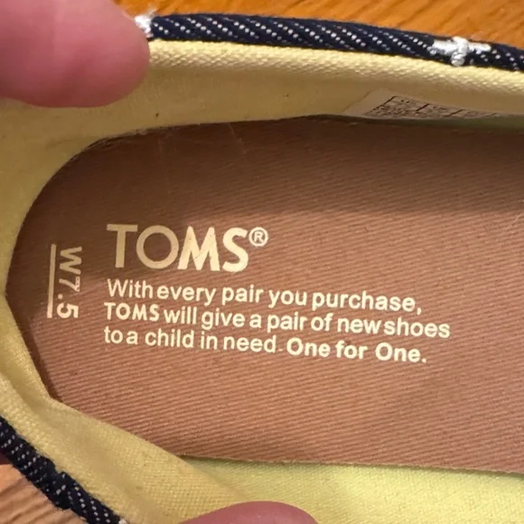 Toms Dark Blue Nautical Anchor Flats Slip-Ons - Picture 5 of 7